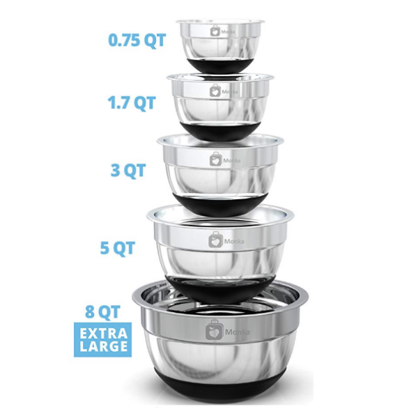 Set of 5 Stainless Steel Mixing Bowls with Lid