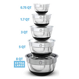 MONKA Premium Stainless Steel Mixing Bowls With Non Slip Bottom (Set of 5)