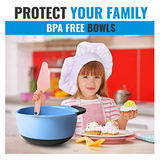 MONKA Premium Plastic Mixing Bowls With Non Slip Bottom & Pouring Spout (Set of 3)
